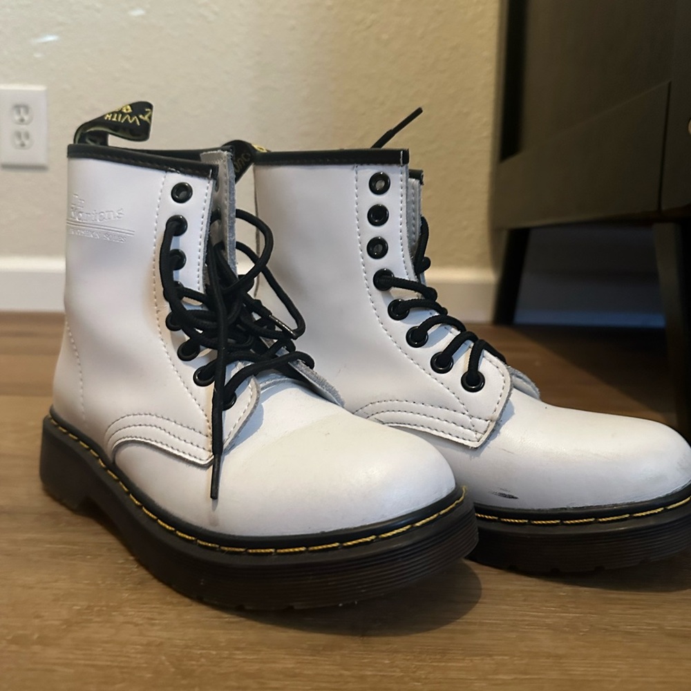 White lace up Dr. Martens